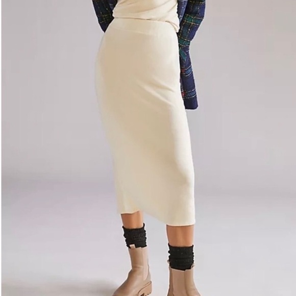 Anthropologie Sundry Cream Midi Skirt - Picture 1 of 6